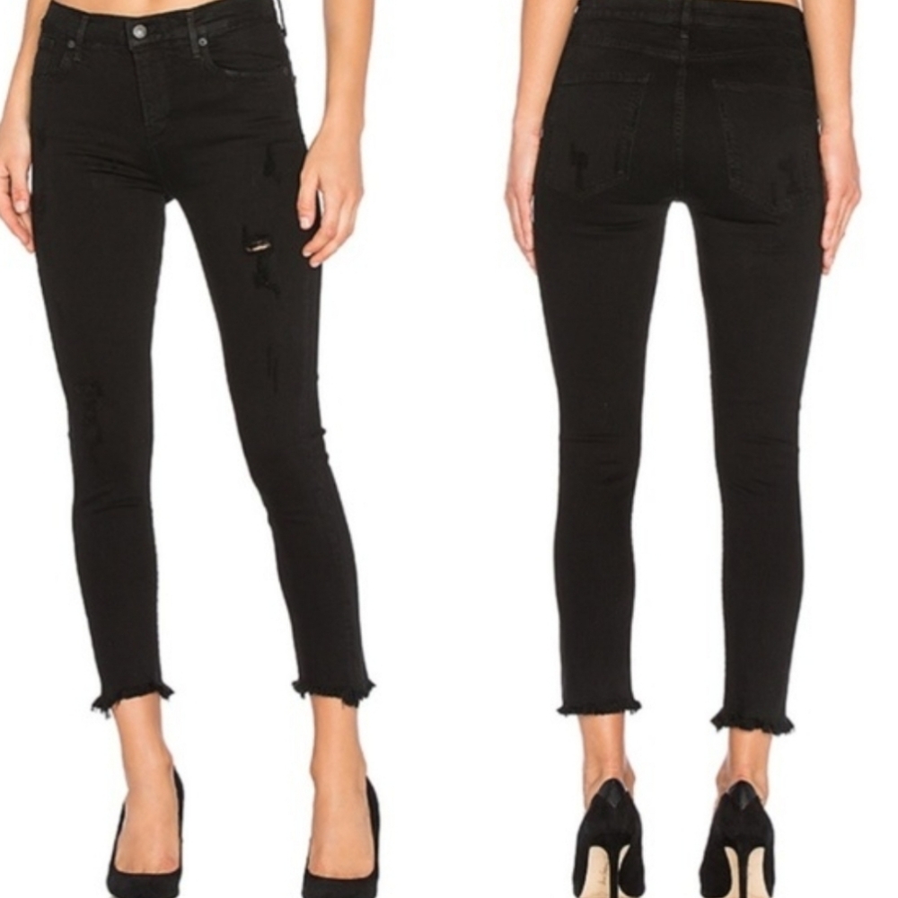 Agolde Women Jeans Harlow Destructed Sophie Black 29